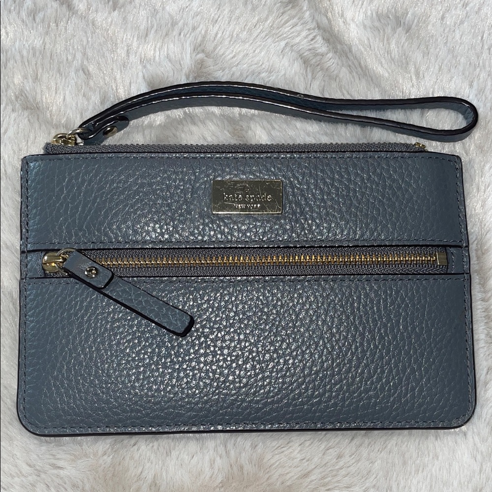 Kate Spade Charcoal Gray Leather Wristlet
